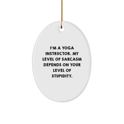 Funny Yoga Instructor Gift, Oval Ornament for Yoga Class Decor, Gifts from Friends to Yoga Instructor with a Dose of Sarcasm, Perfect for Christmas Unique Gifts - Image 1