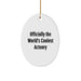 Funny Actuary Gifts from Friends, Officially The World's Coolest Actuary Oval Ornament for Christmas, Unique Oval Shaped Decorations - Image 1
