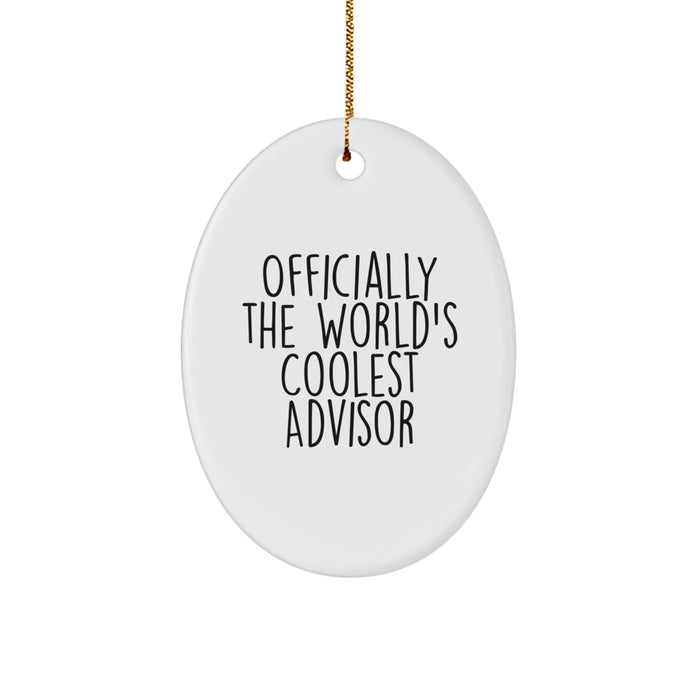 Funny Advisor Gifts from Friends, Officially The World's Coolest Advisor Oval Ornament, Perfect for Christmas Unique Gifts - Image 1
