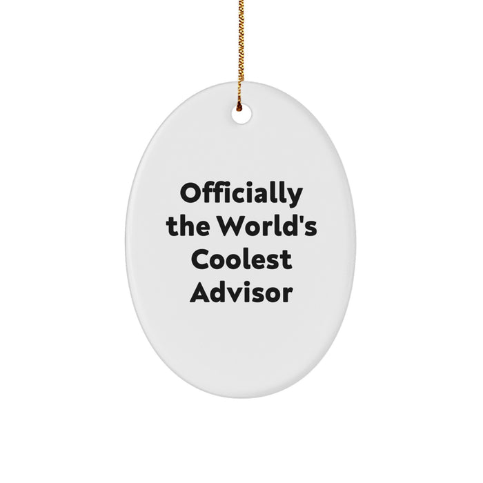 Funny Advisor Gifts from Friends, Officially The World's Coolest Advisor Oval Ornament for Christmas Unique Gifts, Advisor - Image 1