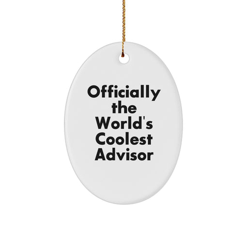 Funny Advisor Gifts from Men for Women, Officially The World's Coolest Advisor Oval Ornament Christmas Unique Gifts - Image 1
