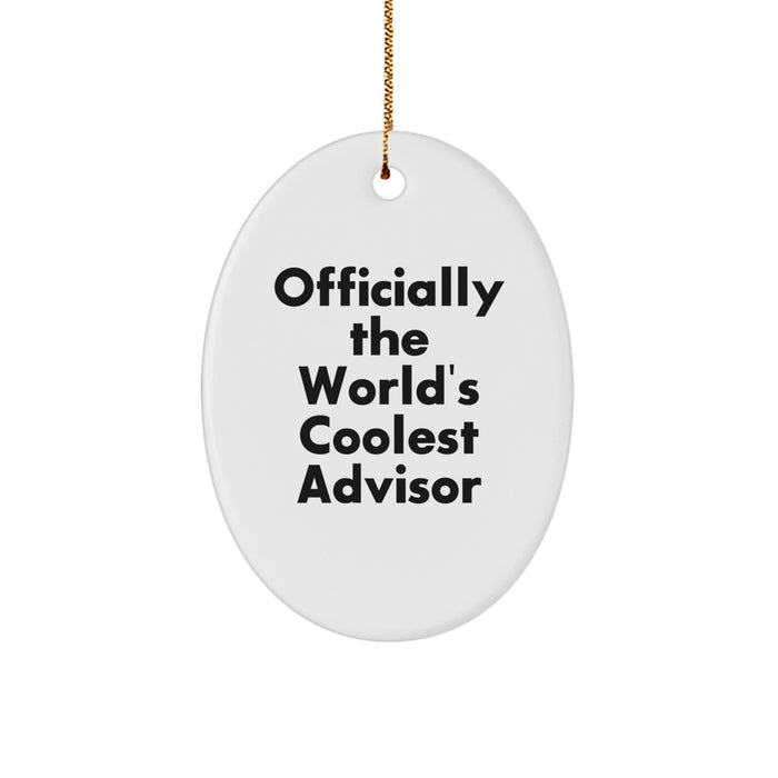 Funny Advisor Gifts from Men for Women, Officially The World's Coolest Advisor Oval Ornament Christmas Unique Gifts - Image 1
