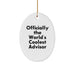 Funny Advisor Gifts from Men for Women, Officially The World's Coolest Advisor Oval Ornament Christmas Unique Gifts - Image 1
