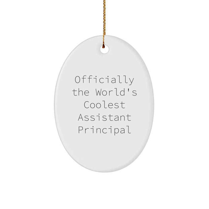 Funny Assistant Principal Gifts for Men - Officially The World's Coolest Assistant Principal Oval Ornament Christmas Unique Gifts from Friends - Image 1