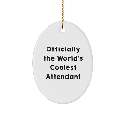 Funny Attendant Gifts from Friends for Men, Women, Attendants, or Coworkers - Oval Ornament 'Officially The World's Coolest Attendant' Christmas Unique - Image 1
