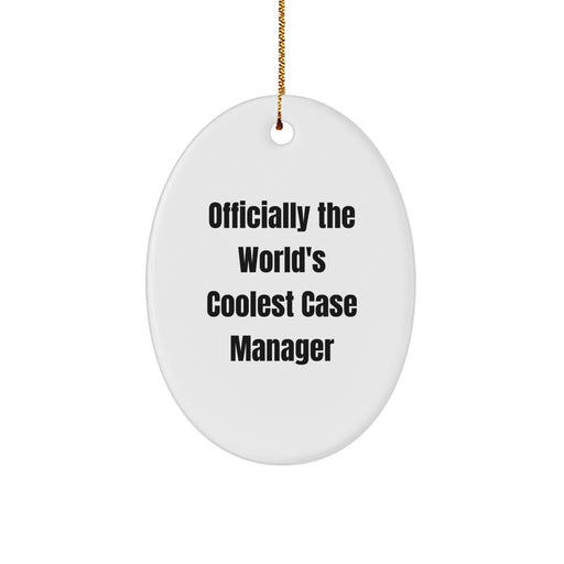 Funny Case Manager Gifts, Case Manager Oval Ornament, Officially The 'World's Coolest' Quote, Unique Christmas Unique Gift for Case Manager, Gifts from Family, Friends, or Coworkers - Image 1