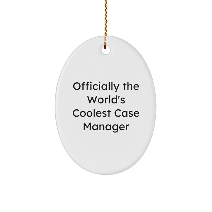 Funny Christmas Unique Gifts for Case Manager, Officially The World's Coolest Case Manager Oval Ornament, Unique Case Manager Gifts from Friends Family - Image 1