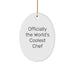 Funny Chef Gifts - Officially The World's Coolest Chef Oval Ornament, Christmas Unique Gifts for Men, Women, Friends, Family, from Husband, Wife, Sweetheart, Sweetheart - Image 1