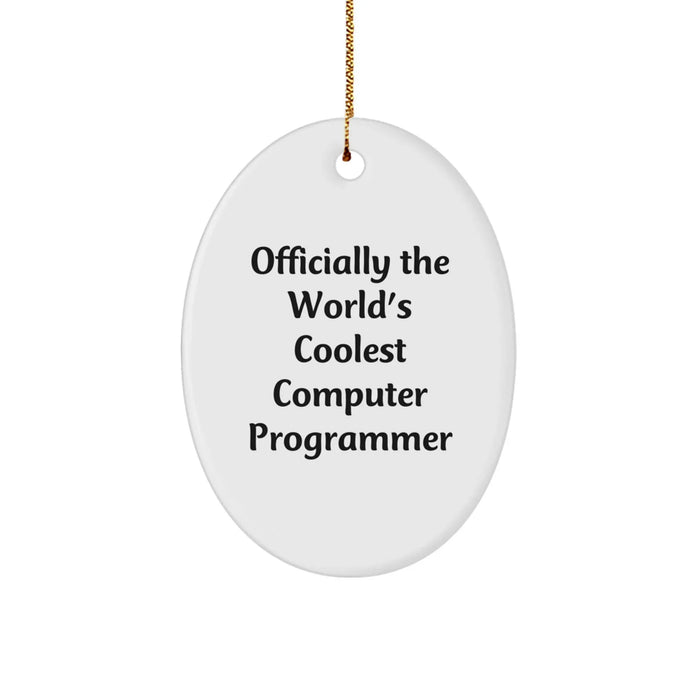 Funny Computer Programmer Gifts for Men - Officially The World's Coolest Programmer Oval Ornament - Unique Christmas Unique Gifts from Friends - Image 1
