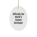 Developer Oval Ornament, Funny Quote Officially The World's Coolest Developer Gifts from Friends and Family for Christmas Unique Decorations - Image 1
