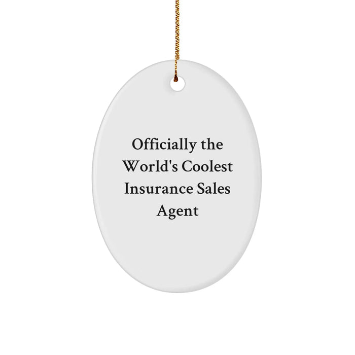 Funny Insurance Sales Agent Gifts for Men, Officially The World's Coolest Insurance Sales Agent Oval Ornament Christmas Unique Gifts from Friends to Insurance Sales Agent - Image 1