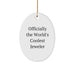 Funny Oval Ornament, Gifts from Men to Friends - The World's Coolest Jeweler, White Oval Ornament, Perfect For Christmas Unique Gifts - Image 1