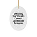 Funny Landscape Designer Gifts for Friends - Officially the World's Coolest Landscape Designer Oval Ornament, Handcrafted MDF with High-Gloss Finish, Perfect Christmas Unique Gifts from Friends - Image 1