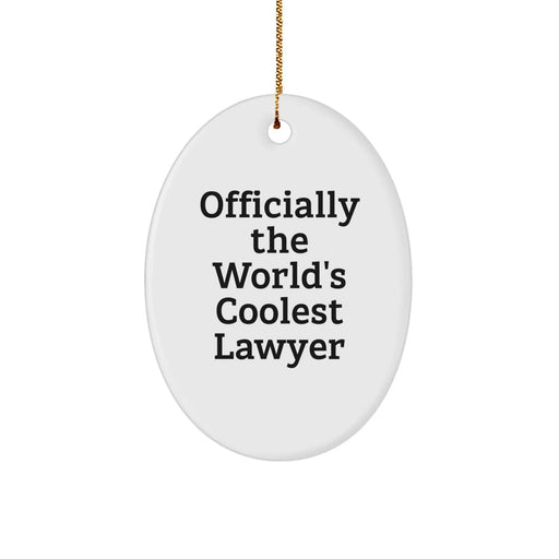 Funny Lawyer Gifts for Men Christmas Unique Presents from Friends, Officially The World's Coolest Lawyer Oval Ornament - Image 1