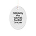 Funny Lawyer Gifts for Men Christmas Unique Presents from Friends, Officially The World's Coolest Lawyer Oval Ornament - Image 1