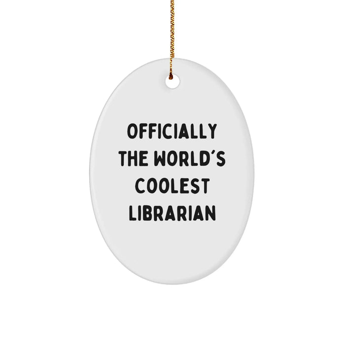 Funny Librarian Gifts from Friends to Librarian, Oval Ornament Christmas Unique Gifts for Librarian - Image 1