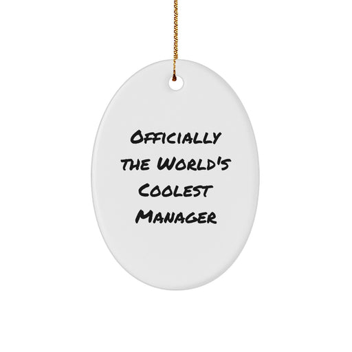 Funny Manager Gifts from Friends, Officially The Worlds Coolest Manager Oval Ornament for Manager, Perfect Unique Christmas Unique Gifts for Manager - Image 1
