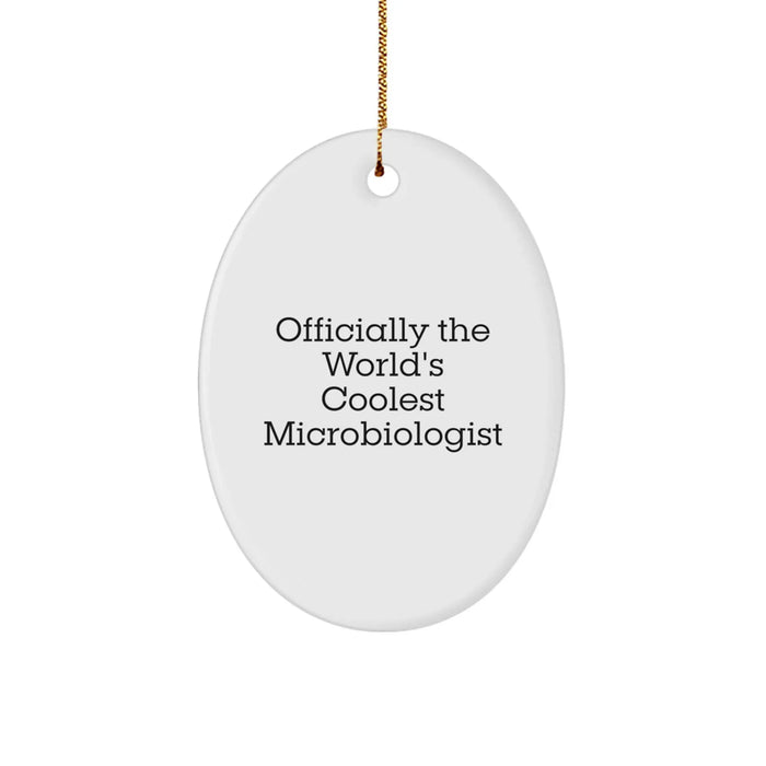 Funny Microbiologist Gifts for Men from Friends, Officially The World's Coolest Microbiologist Oval Ornament, Christmas Unique Presents - Image 1