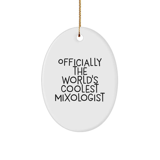 Funny Mixologist Gifts from Friends, Oval Ornament Officially The World's Coolest Mixologist, Christmas Unique Ideas for Men - Image 1