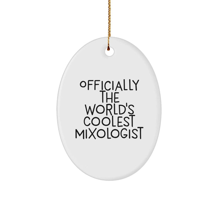 Funny Mixologist Gifts from Friends, Oval Ornament Officially The World's Coolest Mixologist, Christmas Unique Ideas for Men - Image 1
