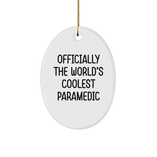 Funny Rescue Worker Gifts from Family, Men, Women, Coworkers - Officially 'The World's Coolest Rescue Worker' Oval Ornament for Rescue Worker Men, Christmas Unique Gifts - Image 1
