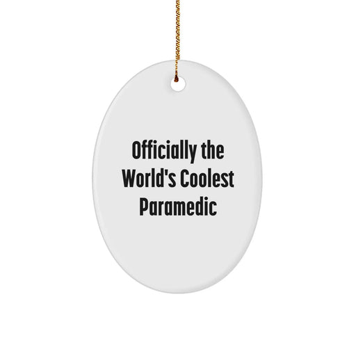 Funny Rescue Worker Gifts for Men - Officially The World's Coolest - Oval Ornament, Christmas Unique - Image 1