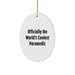 Funny Rescue Worker Gifts for Men - Officially The World's Coolest - Oval Ornament, Christmas Unique - Image 1