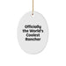 Funny Rancher Gifts from Men to Friends 'Officially The World's Coolest Rancher' Oval Ornament for Christmas Unique - Image 1