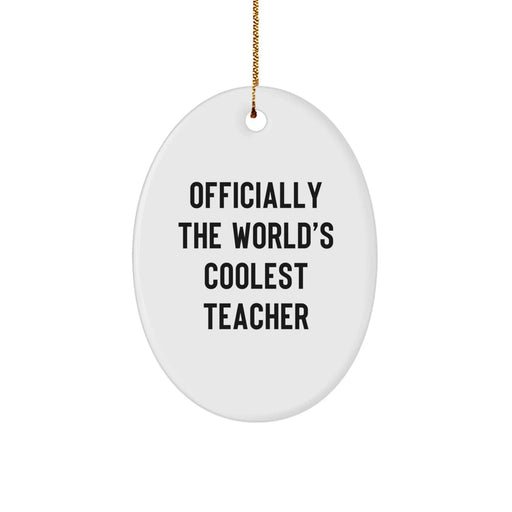 Funny Teacher Gifts from Men, Unique Oval Ornament for Teacher, Officially The World's Coolest Teacher Christmas Unique Gifts - Image 1