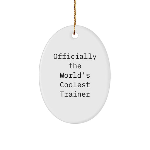 Funny Trainer Oval Ornament Gifts from Men for Trainers - Officially The World's Coolest Trainer, Oval Christmas Unique Decorations - Image 1