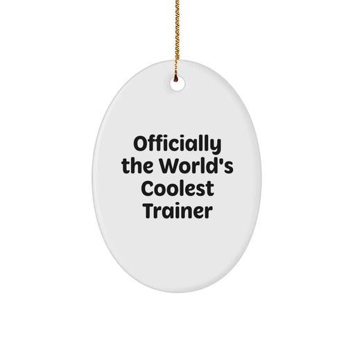 Funny Trainer Gifts for Men, Officially The World's Coolest Trainer Oval Ornament, Christmas Unique Gifts from Friends - Image 1