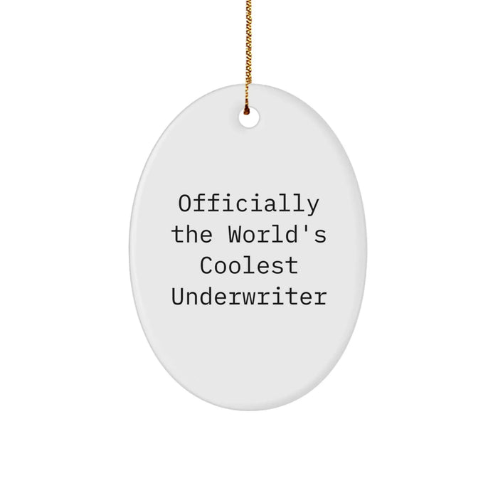 Funny Underwriter Gifts from Family - Oval Ornament for Underwriter, Christmas Unique Gifts for Men, Women, Friends, Coworkers, World's Coolest Underwriter - Image 1