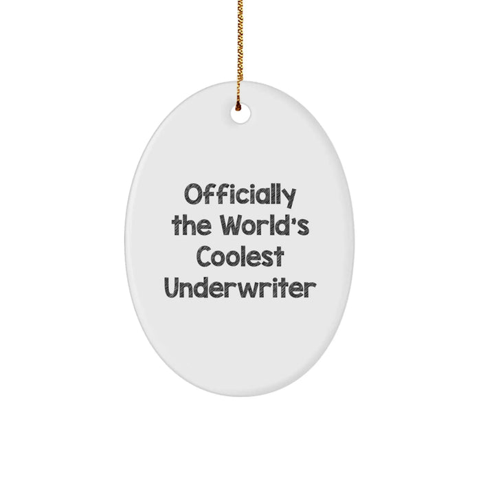Funny Underwriter Gifts for Men, Women, or Friends - Officially The World's Coolest Underwriter Oval Ornament, Christmas Unique Gifts from Family - Image 1