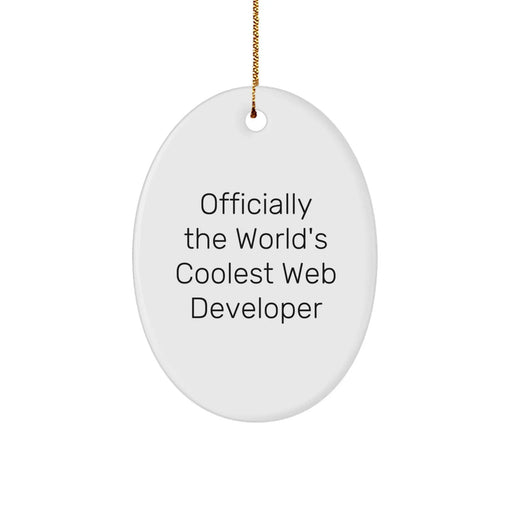 Funny Web Developer Gifts for Men - Officially The World's Coolest Web Developer Oval Ornament, Christmas Unique Gifts from Friends and Family - Image 1