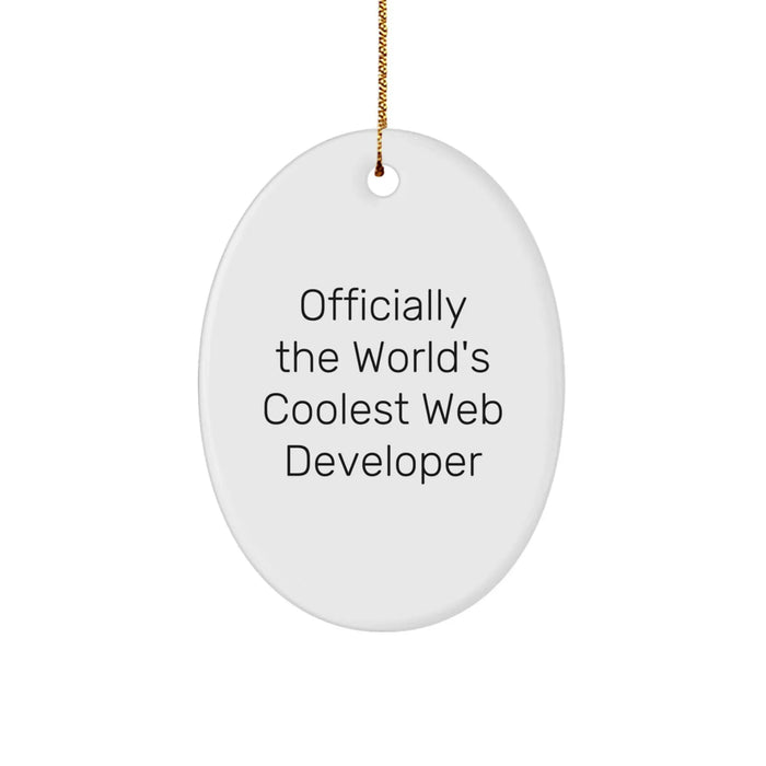 Funny Web Developer Gifts for Men - Officially The World's Coolest Web Developer Oval Ornament, Christmas Unique Gifts from Friends and Family - Image 1