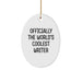 Funny Writer Gifts for Men Oval Ornament Officially The World's Coolest Writer Christmas Unique - Image 1