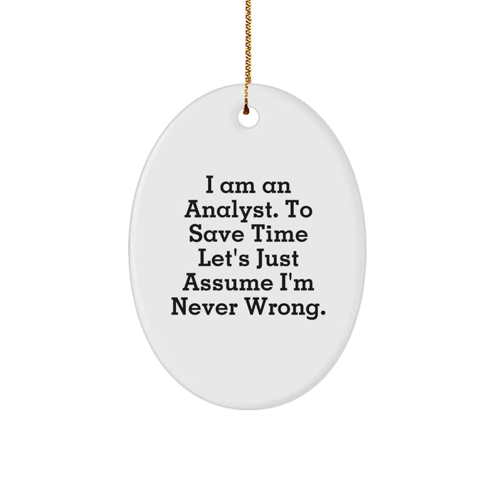Funny Analyst Oval Ornament Gifts from Friends, Coworkers, Family, or Men to Women - Oval Ornament for Analyst - Christmas Unique Gifts - Image 1