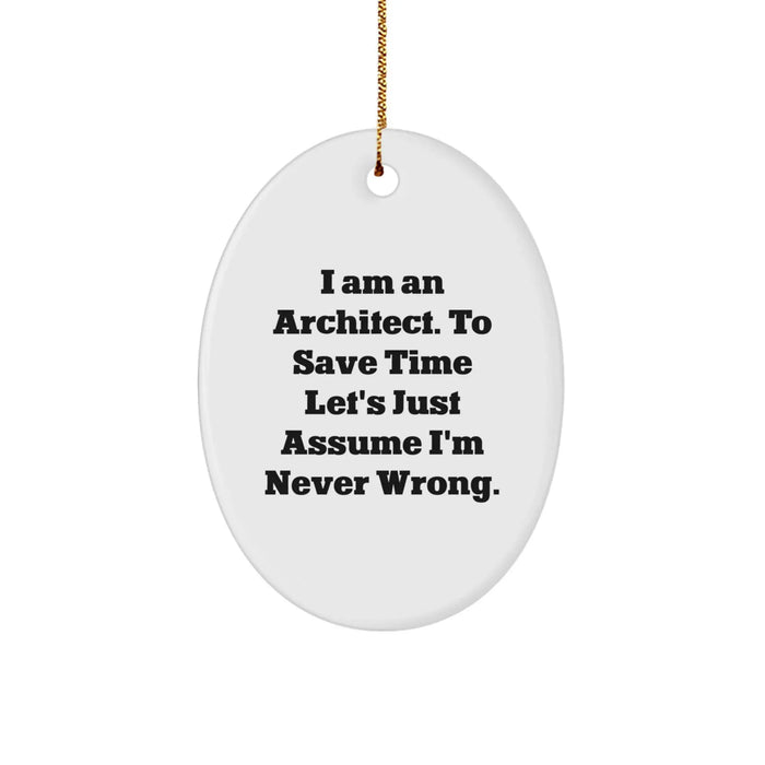 Funny Architect Oval Ornament - Gift from Friends to Architect - Christmas Unique Gifts for Men - Oval Ornament Inspirational Quote - Image 1