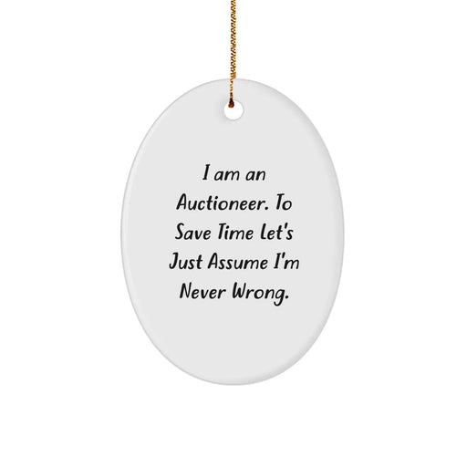 Funny Auctioneer Gifts, Oval Ornament Christmas Unique Presents from Friends to Auctioneer Men, Unique Oval Shaped Auctioneer Themed Decoration - Image 1