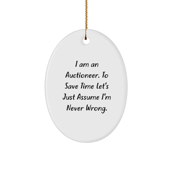 Funny Auctioneer Gifts, Oval Ornament Christmas Unique Presents from Friends to Auctioneer Men, Unique Oval Shaped Auctioneer Themed Decoration - Image 1