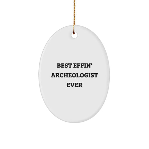 Funny Archeologist Gifts from Friends, Oval Ornament Quote - Best Effin' Archeologist Ever, Christmas Unique Presents for Archeologist Men - Image 1