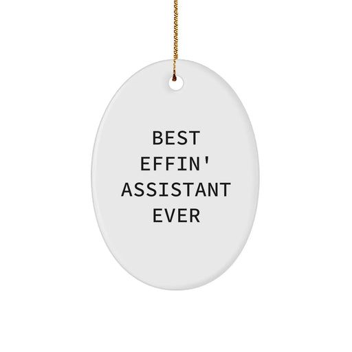 Funny Christmas Unique Gifts for Assistant Friends, Oval Ornament Assistant Ever, Best Effin Assistant - Image 1