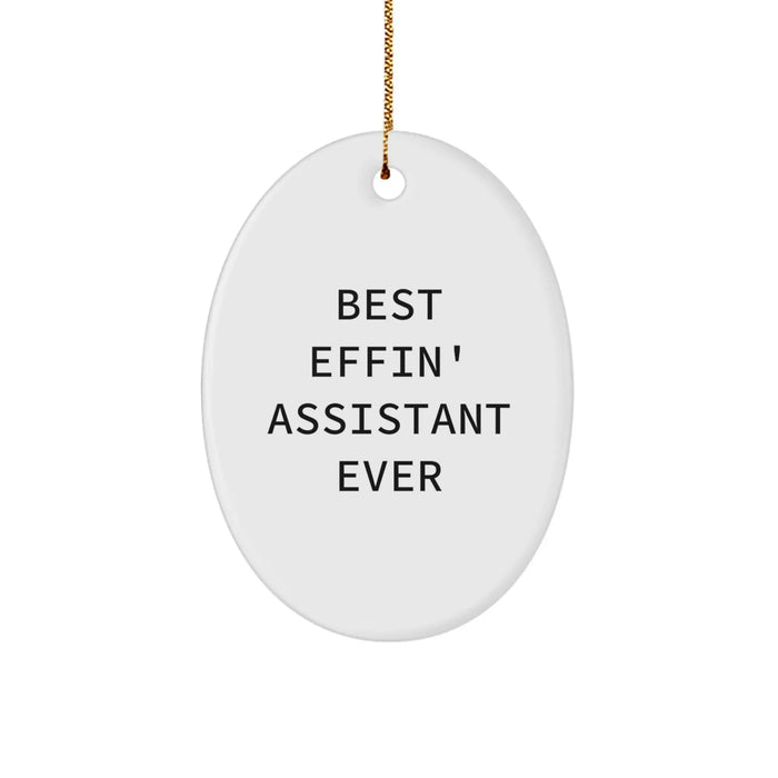 Funny Christmas Unique Gifts for Assistant Friends, Oval Ornament Assistant Ever, Best Effin Assistant - Image 1