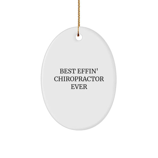 Funny Chiropractor Gifts from Men for Christmas Unique Oval Ornaments, Best Effin' Chiropractor Ever, Chiropractor Appreciation - Image 1