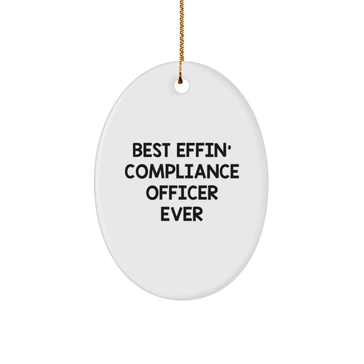 Funny Compliance Officer Gifts from Friends, Best Effin' Compliance Officer Ever Oval Ornament for Christmas Unique Gifts, Gifts for Compliance Officer - Image 1