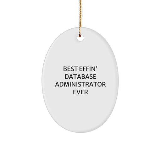 Funny Christmas Unique Gifts for Database Administrator - 'Best Effin' Database Administrator Ever' Oval Ornament, Unique Presents for Men, Women, Friends, Coworkers, Family - Image 1