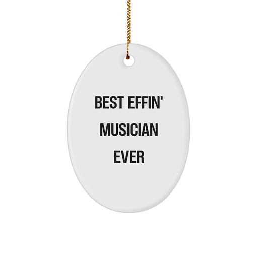 Funny Musician Gifts for Men, 'Best Effin' Musician Ever' Oval Ornament, Christmas Unique Gifts from Friends to Family - Image 1