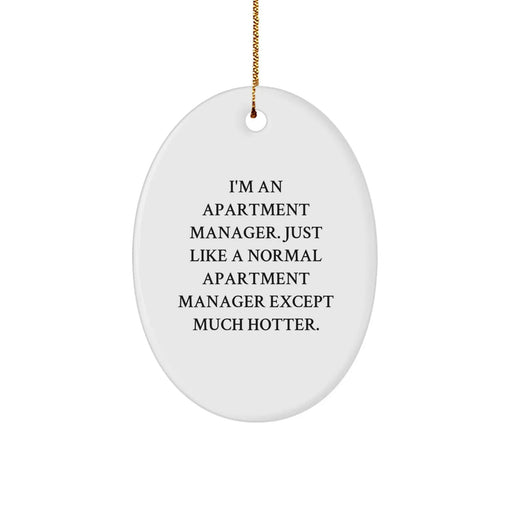 Funny Apartment Manager Gifts - I'm An Apartment Manager. Just Like A Normal Apartment Manager Except Much Hotter. Oval Ornament for Christmas, Gifts from Friends and Family - Image 1