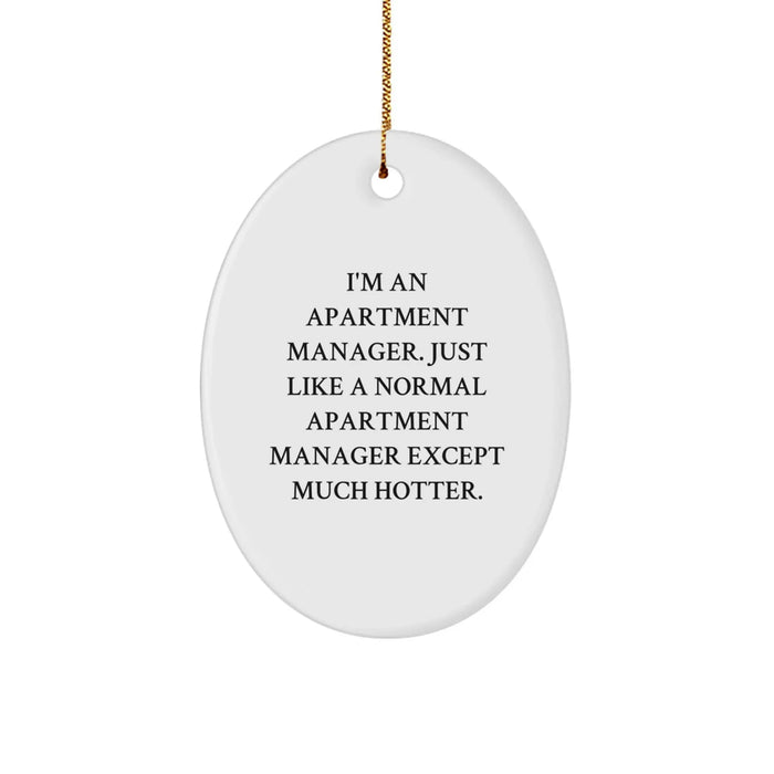Funny Apartment Manager Gifts - I'm An Apartment Manager. Just Like A Normal Apartment Manager Except Much Hotter. Oval Ornament for Christmas, Gifts from Friends and Family - Image 1
