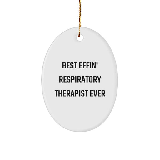 Funny Respiratory Therapist Gifts from Friends for Men, Women, Christmas Unique Oval Ornament - Image 1